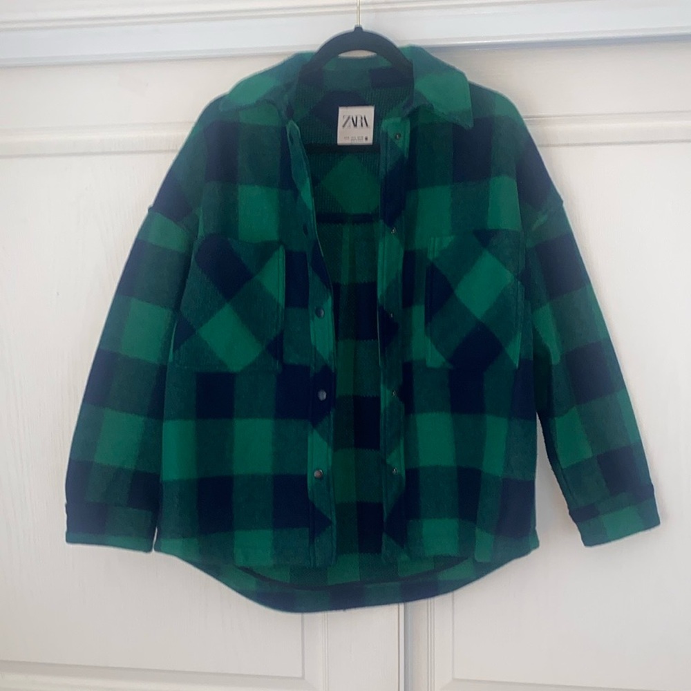 Zara-Green Plaid Jacket
